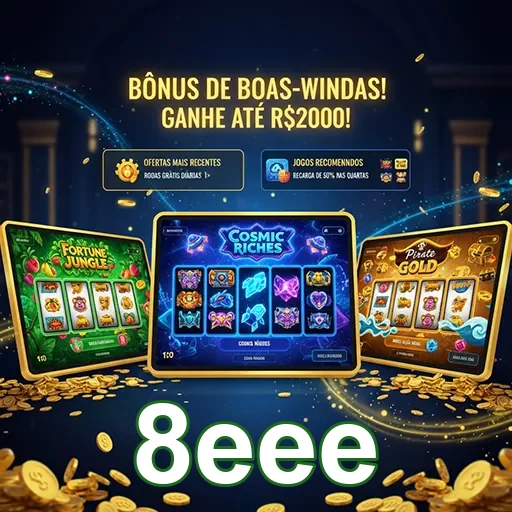 Imagem de boas-vindas do site 8eee, destacando bônus especiais para novos usuários.