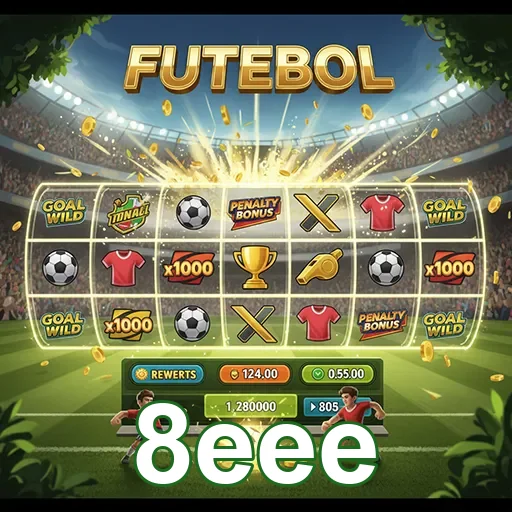 Imagem de um jogo de slot de futebol no 8eee, destacando gráficos emocionantes e prêmios.